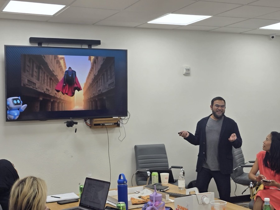Muhammad Asmal teaching an AI workshop in Dallas